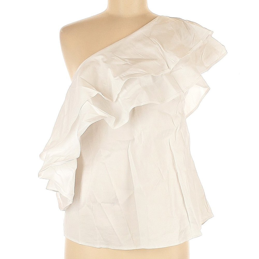 White Off Should Ruffle Blouse